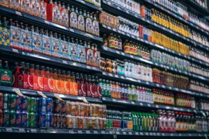 beverages, bottles, shelf, cans, coke, cola, consumption, diet, drink, supermarket, pepsi, shop, soda, sprite, lemonade, many, variety, store