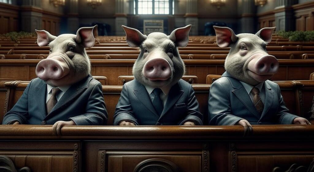 ai generated, anti-democracy, elites, dictatorship, dirty politics, anti-people, false leadership, pigs, politics, concept